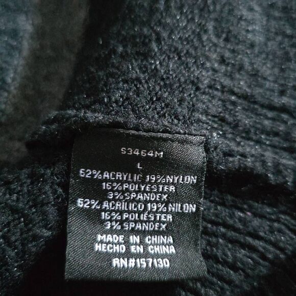 Mesh + Lace Women's Size Large Black Gray Striped Long Cardigan - Picture 3 of 5